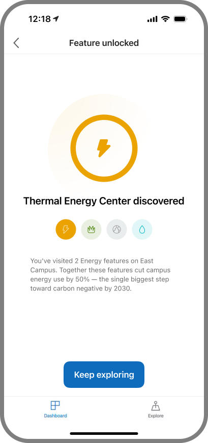 Milestone — feature-unlocked moment after a discovery